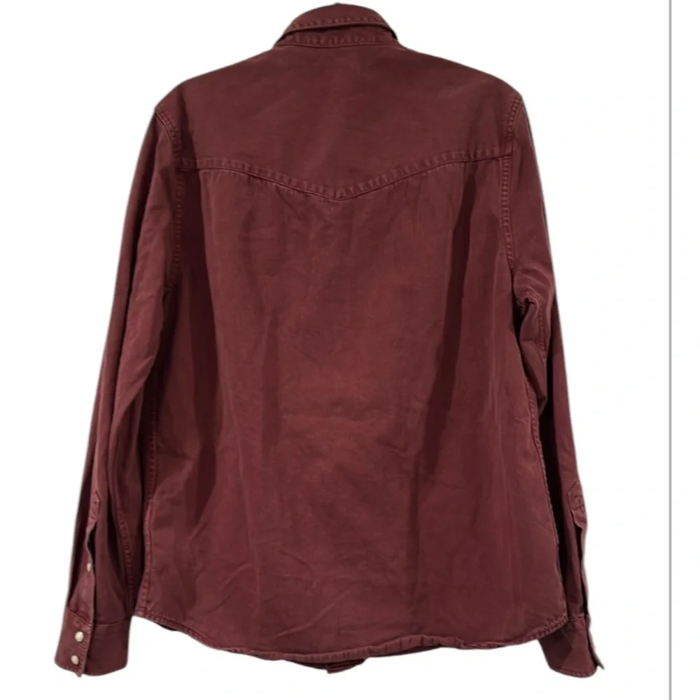 True Religion Overdyed Dark Burgundy Western Cotton Shirt Size Small